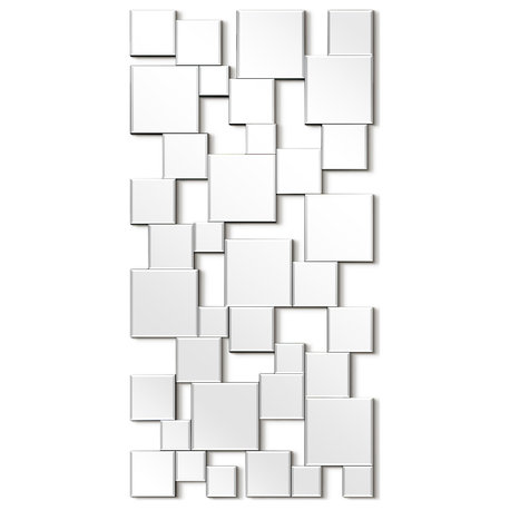 Elegant Wall Mirror with Beveled Squares Mirror, 0.25" Beveled Edge, 48"x24"
