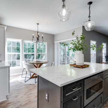White and Grey Transitional Farmhouse Inspired Kitchen