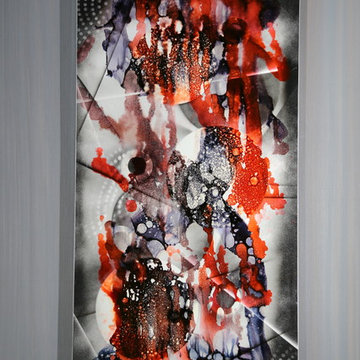 Premonition - Orange, Black & Brown Modern Metal Painting, Contemporary Wall Art