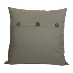 Xia Home Fashions - 20" Solid Color Pillow With Buttons, Charcoal - Decorative Pillows