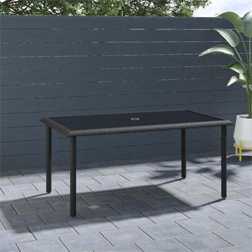 COSCO Outdoor Living Lakewood Ranch Steel and Wicker Dining Table in Black