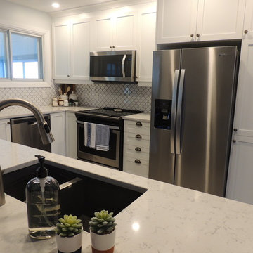 White and blue kitchen