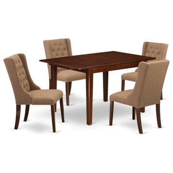 East West Furniture Milan 5-piece Wood Dining Set in Mahogany/Light Sable