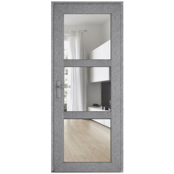 Front Exterior Prehung Door See-through / Manux 8555 Grey 36 x 80" Right In