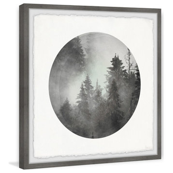 "Dark Foggy Forest" Framed Painting Print, 18"x18"