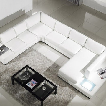 U Shape Leather Sectional Sofa with Chaise