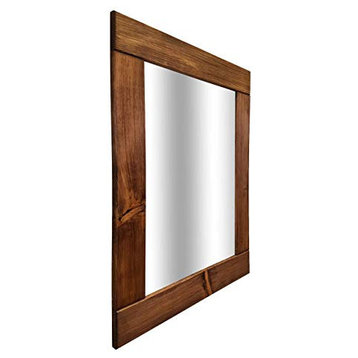 Natural Rustic Style Vanity Mirror, Red Oak, 36"x30"