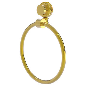 Venus Towel Ring With Twist Accent, Polished Brass