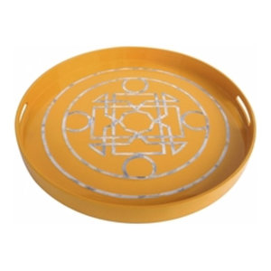 Black Trays One Size Benzara Dazzling Round Lacquered Serving