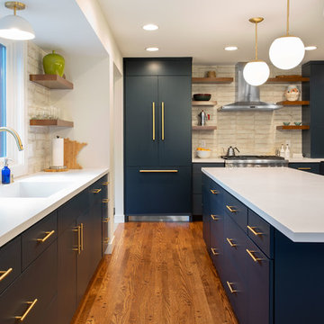 Transitional Navy Kitchen
