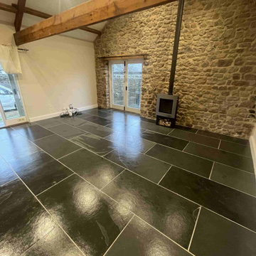 Green Riven Slate Floor Cleaned and Sealed in Chepstow