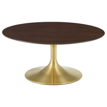Lippa 36" Wood Coffee Table, Gold Cherry Walnut