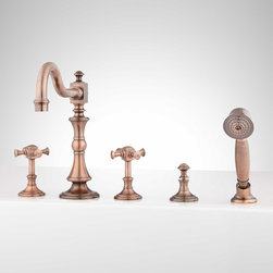 VINTAGE ROMAN TUB FAUCET AND HAND SHOWER - CROSS HANDLES - Tub And Shower Faucet Sets