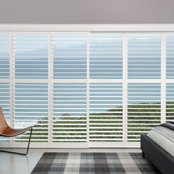 Wall of Palm BeachTM polysatinTM shutters - Interior Shutters