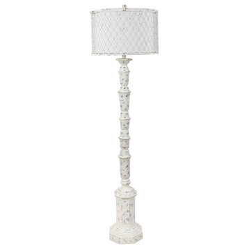 Para 1 Light Floor Lamp in Handfinished White Wash
