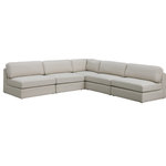 Meridian Furniture - Beckham Linen Textured Fabric 5-Piece Modular L-Shaped Sectional, Beige - Liven up your living space with this Beckham beige durable linen polyester fabric sectional. Its beige color complements any contemporary home decor, while its durable linen and polyester fabric upholstery provides you with a soft and comfortable place to sit. This sectional is modular, so you can create infinite configurations, which are easily attached using the attachment latch underneath. Its linen, wood, and foam construction guarantees stability for years to come.