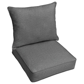 Sunbrella Outdoor Corded Seating Pillow/Cushion Set, Grey, 25"Wx25"Dx5"H