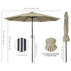 Yescom 9Ft UV50+ 3000PA Aluminum Patio Umbrella with Crank Tilt for Outdoor