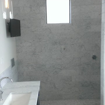 Master Bathroom - 6" x 18" Carrera Marble Showers / Vanity Walls