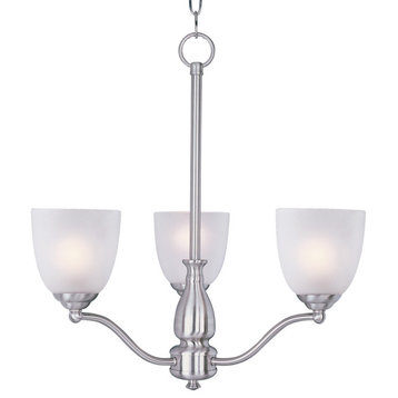 Stefan 3-Light Chandelier, Satin Nickel With Frosted Glass/Shade