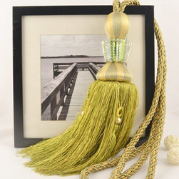 7 Colors QYM25 Polyester and Acrylic Curtain Tassel Tie Backs in Green Color - Window Treatment Accessories