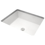 Miseno - Miseno MNO1713RU 20" X 16" Rectangular Undermount Bathroom Sink - Bright White - MNO1713RU Features: Constructed from premium ceramic materials High grade clays are mixed to create a semi-flexible compound which is kiln forged and finished with an ultra tough glaze resulting in a non-porous, durable, chip resistant sink that will maintain its beauty for years Undermount Installation Undermount sinks offer a degree of elegance, and give the appearance of the sink being integrated into the counter. They also make counter cleanup a snap, since there are no creases where the sink meets the counter top Center drain location provides optimal draining capability A center drain location increases storage under the sink by locating the drain pipe further back in the cabinet, and the integrated overflow gives you peace of mind knowing that you will never flood the bathroom while filling your sink Mounting clips and a cut-out template are included in the box, so you won&#39;t have to hunt around in a big-box home store to find the parts you need for installation This sink is covered by Miseno&#39;s limited lifetime warranty MNO1713RU Specifications: Overall Height: 7-5/8" (bottom of sink to the top of the rim) Overall Width: 15-15/16" (back outer rim to the front outer rim) Overall Length: 19-7/8" (left outer rim to the right outer rim) Basin Width: 13-9/16" (back inner rim to the front inner rim) Basin Length: 17-1/2" (left inner rim to the right inner rim) Basin Depth: 5-9/16" (center of basin to the rim) Installation Type: Undermount (sink is mounted to the underside of countertop via included clips) Pre-Drilled Faucet Holes: 0 Drain Outlet Connection: 1-1/2" (standard - fitting most every drain assembly)
