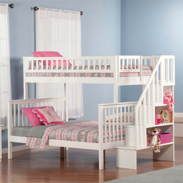Leo & Lacey Twin Over Full Staircase Bunk Bed in White