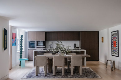 Trendy dining room photo in London