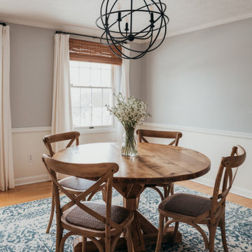 Round Pedestal Trestle Wood Dining Table