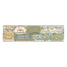 Beach Themed Wallpaper | Houzz - Chesapeake - Captain Moss Seaside Signs Portrait Border Bolt - Wallpaper