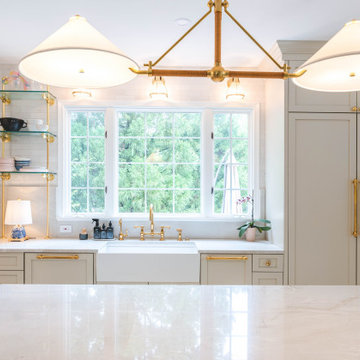 A Tranquil Fusion of Green and White Kitchen Renovation