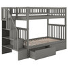 Woodland Staircase Bunk Bed Twin Over Twin With 2 Urban Bed Drawers, Gray