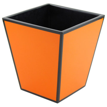 Orange & Black Lacquer Bathroom Accessories, Waste Basket