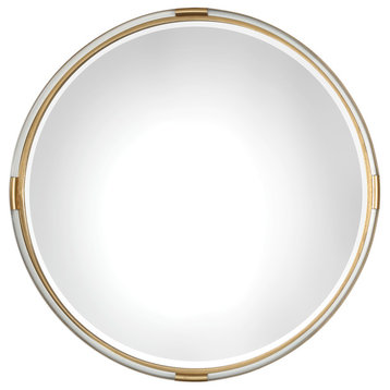 Modern Minimalist Gold Acrylic Tube Wall Mirror, 37" Vanity Midcentury Retro