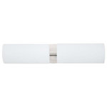 Besa Lighting - Besa Lighting 2WM-272407-LED-SN Darci - 23.875" 10W 2 LED Bath Vanity - This modern wall light offers flexible design potential for a variety of bath/vanity applications. Features open-ended Darci handcrafted glass in Opal. Canopy plate has a simple, contemporary oval shape. Mount horizontal or vertical. Our Opal glass is a soft white cased glass that can suit any classic or modern decor. Opal has a very tranquil glow that is pleasing in appearance. The smooth satin finish on the clear outer layer is a result of an extensive etching process. This blown glass is handcrafted by a skilled artisan, utilizing century-old techniques passed down from generation to generation. The vanity fixture is equipped with plated steel square lamp holders mounted to linear rectangular tubing, and a low profile oval canopy cover. These stylish and functional luminaries are offered in a beautiful Chrome finish.  Mounting Direction: Horizontal/Vertical  Shade Included: TRUE  Dimable: TRUE  Color Temperature:   Lumens: 450  CRI: +  Rated Life: 25000 HoursDarci 23.875" 10W 2 LED Bath Vanity Chrome Opal Matte GlassUL: Suitable for damp locations, *Energy Star Qualified: n/a  *ADA Certified: n/a  *Number of Lights: Lamp: 2-*Wattage:5w LED bulb(s) *Bulb Included:Yes *Bulb Type:LED *Finish Type:Chrome