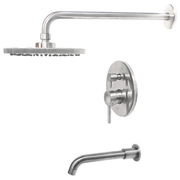 RADIANCE Shower and Bathtub Combo Set with Rough-in Valve, Brushed Nickel