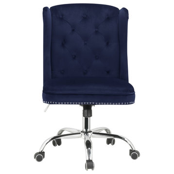 Jamesia Office Chair, Midnight Blue Velvet