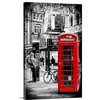 "Loving Couple Kissing and Red Telephone Booth, London" Wrapped Canvas Art Pr