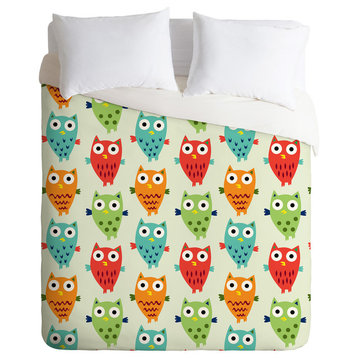 Deny Designs Andi Bird Owl Fun Duvet Cover - Lightweight