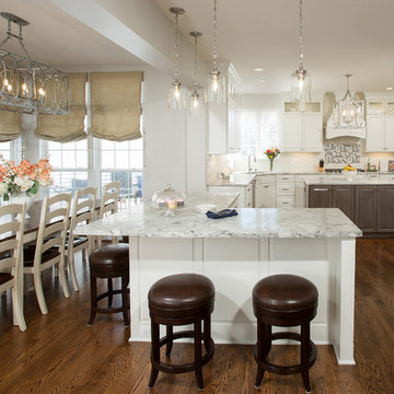 Kitchen Update Done in a Painted White and Stone Stain on Maple