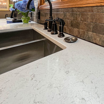 Two Tone White and Wood Kitchen