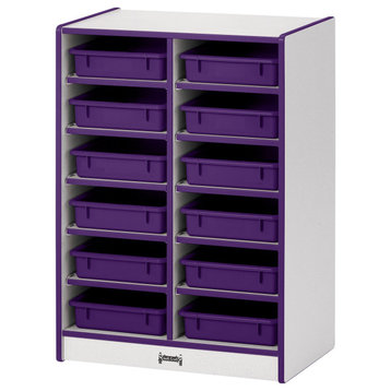 Rainbow Accents 12 Paper-Tray Mobile Storage - with Paper-Trays - Purple