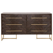 East West Furniture LPD-04 Louis Philippe Dresser in Metallic Gold
