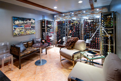 Inspiration for a mid-sized contemporary ceramic tile wine cellar remodel in Other