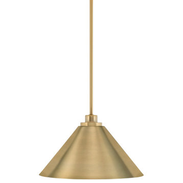 Odyssey Stem Hung Pendant, New Age Brass Finish, 14" New Age Brass Metal Shade