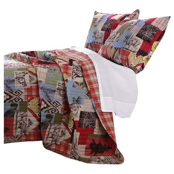Greenland Rustic Lodge King Quilt Set, 3-Piece, Twin