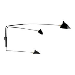 Rotating 3 Straight Arm Wall Lamp \ Sconce By Serge Mouille Lighting - Swing Arm Wall Lamps