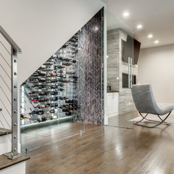 Modern Glass Understairs Wine Wall