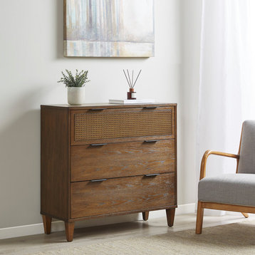 Madison Park Cali Cane 3-Drawer Accent Storage Chest, Natural