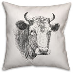 DDCG - Farmhouse Cow Sketch 18x18 Throw Pillow - With a touch of rustic, a dash of industrial, and a pinch of modern elegance, this throw pillow helps you create a warm and welcoming space in your home. The durable fabric of this item ensures it lasts a long time in your home. The result is a quality crafted product that makes for a stylish addition to your home.